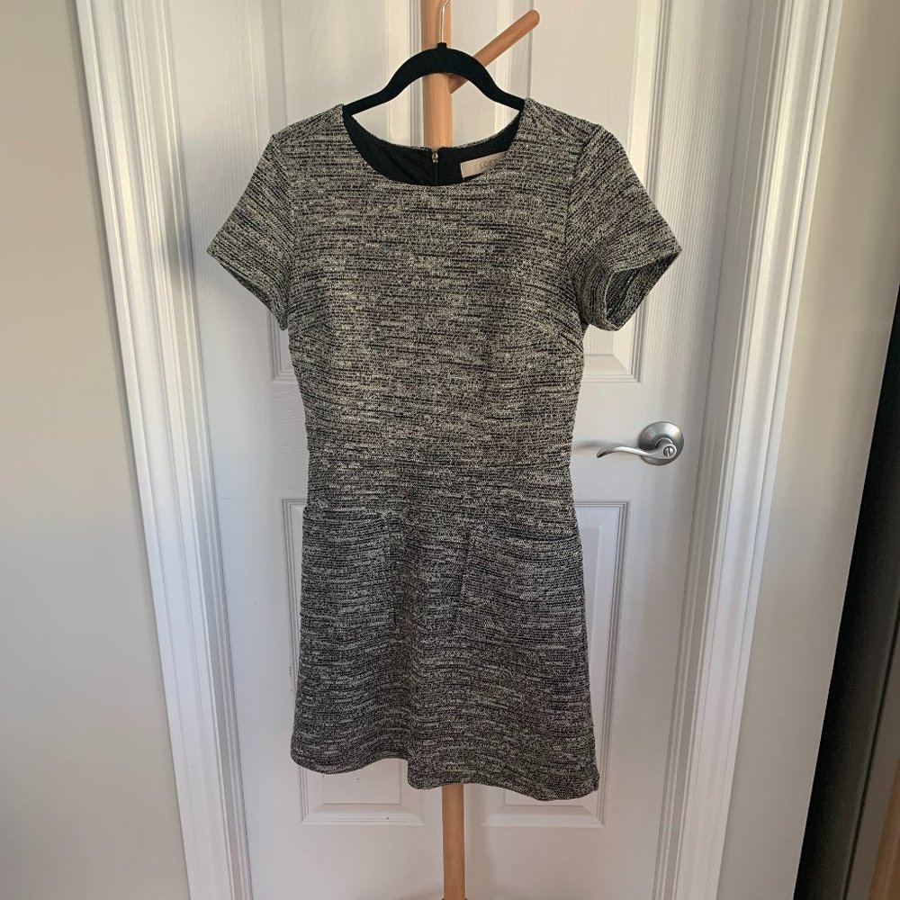 LOFT Work Dress, Size 4. Black & White Heather. EUC